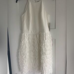 Crepe halter fringe dress. Aidan Mattox